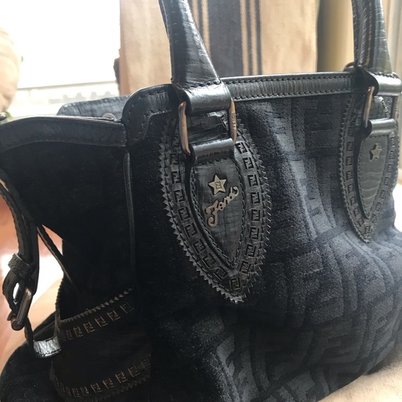 Fendi Black Velvet Handbag - Picture 3 of 8